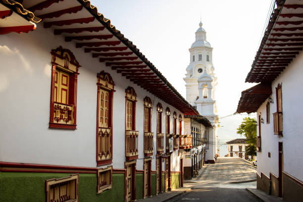 View of the beautiful Heritage Town of Salamina located at the Department of Caldas in Colombia