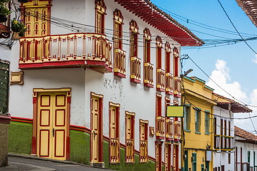 colorful streets of Salamina Caldas in Colombia South America