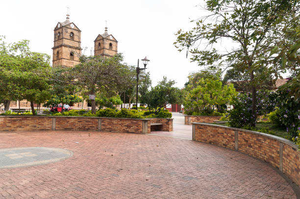 Zapatoca / Santander / Colombia; October 10, 2019: Central town park.