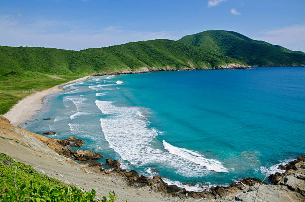 Landscape picture of the beach of the seven waves, near Santa Marta, in Colombia.